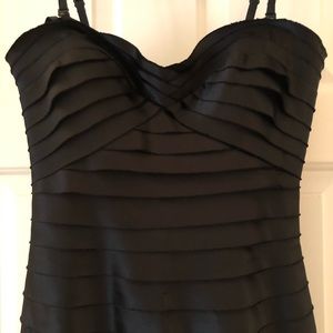 Black Satin Pintuck BCBG Evening Gown